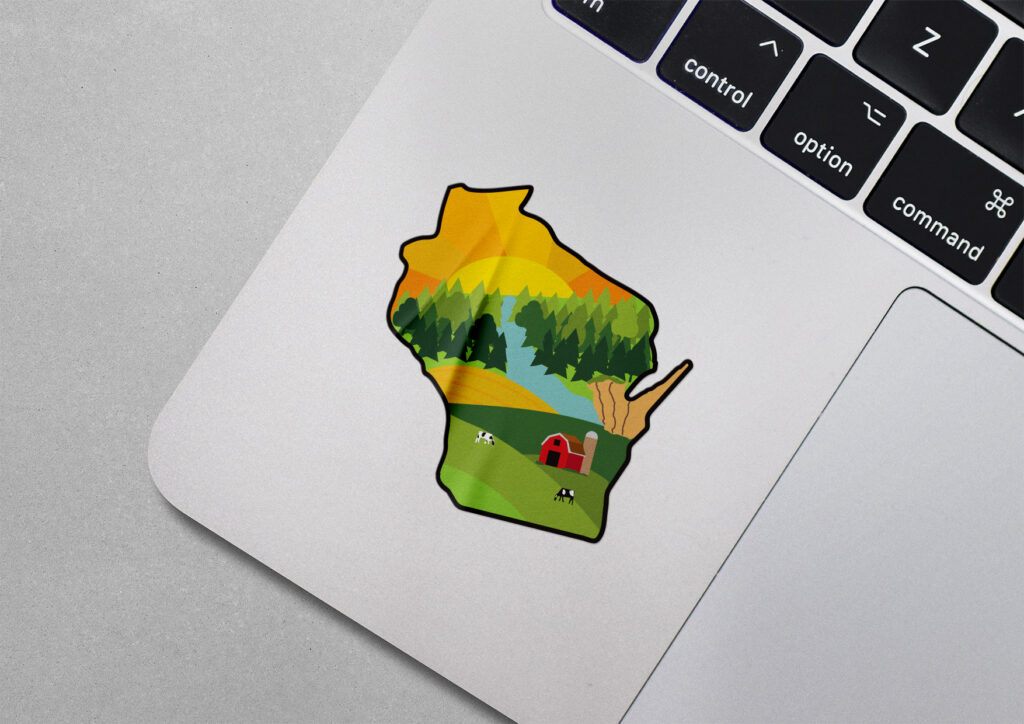 Wisconsin Landscape Sticker on laptop