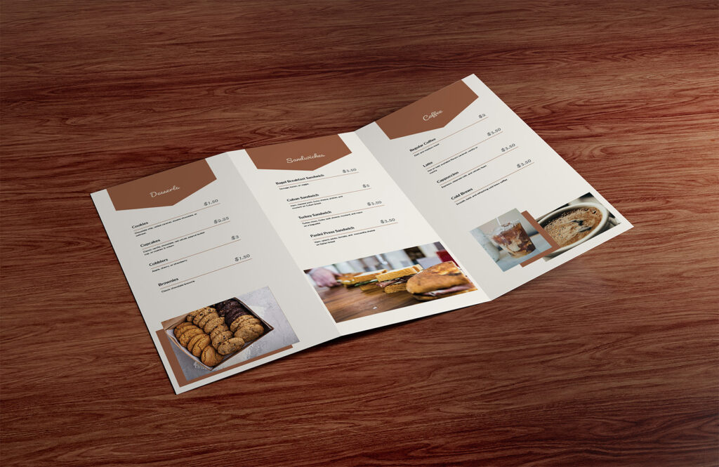 All You Knead menu mocked up on a wooden surface